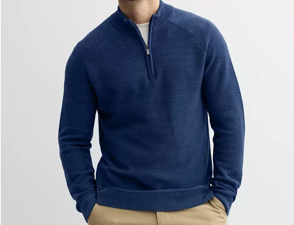 SONOMA Men's Big & Tall Pullover Quarter Zip Lightweight Blue Size 3XL Tall NEW